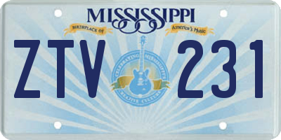 MS license plate ZTV231