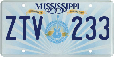 MS license plate ZTV233