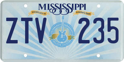 MS license plate ZTV235
