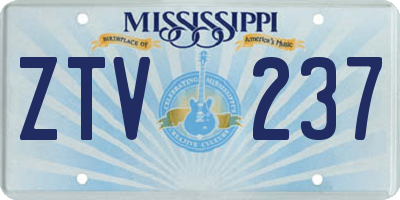 MS license plate ZTV237