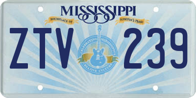 MS license plate ZTV239