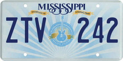 MS license plate ZTV242