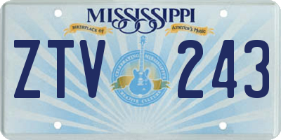 MS license plate ZTV243