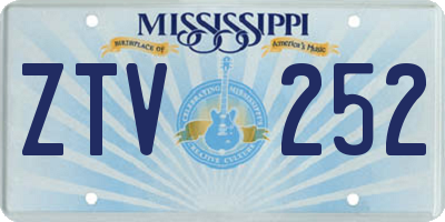 MS license plate ZTV252