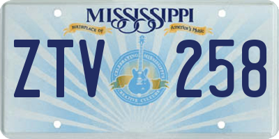 MS license plate ZTV258