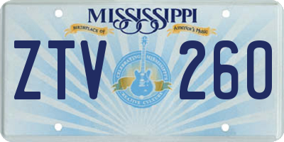 MS license plate ZTV260