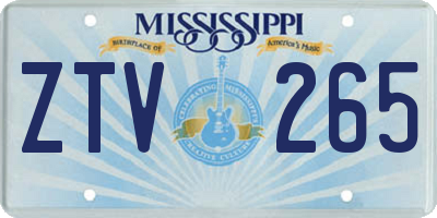 MS license plate ZTV265