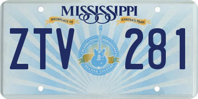 MS license plate ZTV281