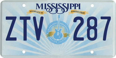 MS license plate ZTV287
