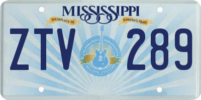 MS license plate ZTV289