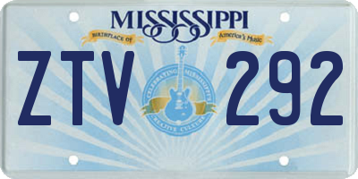 MS license plate ZTV292