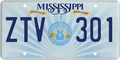 MS license plate ZTV301