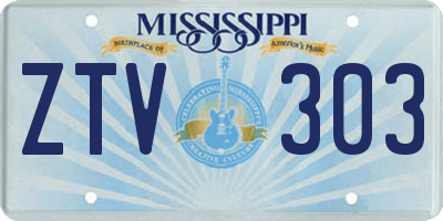 MS license plate ZTV303