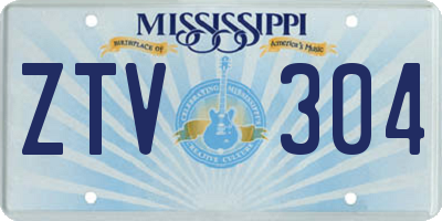 MS license plate ZTV304