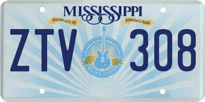 MS license plate ZTV308