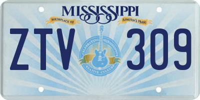 MS license plate ZTV309