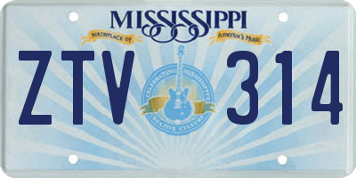MS license plate ZTV314