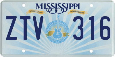 MS license plate ZTV316