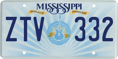MS license plate ZTV332