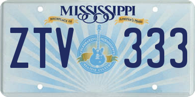 MS license plate ZTV333