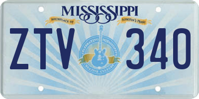 MS license plate ZTV340