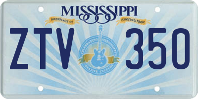 MS license plate ZTV350