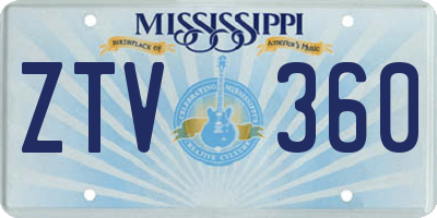 MS license plate ZTV360