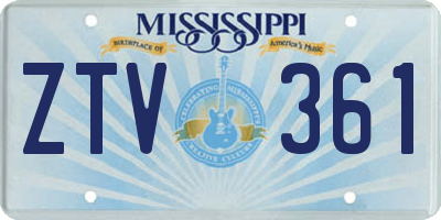 MS license plate ZTV361