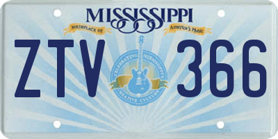 MS license plate ZTV366