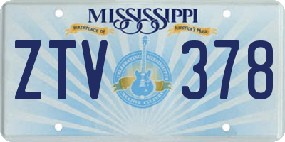 MS license plate ZTV378