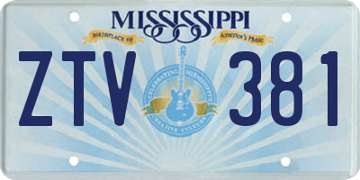 MS license plate ZTV381