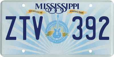 MS license plate ZTV392