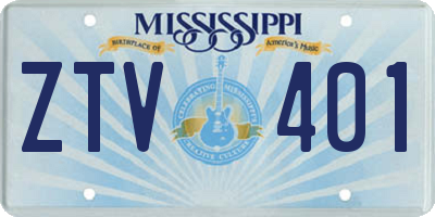 MS license plate ZTV401