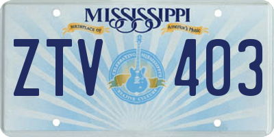 MS license plate ZTV403