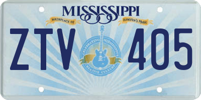 MS license plate ZTV405