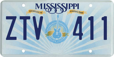 MS license plate ZTV411