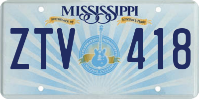MS license plate ZTV418
