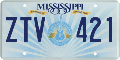 MS license plate ZTV421