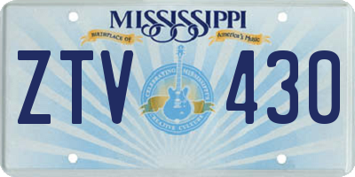 MS license plate ZTV430