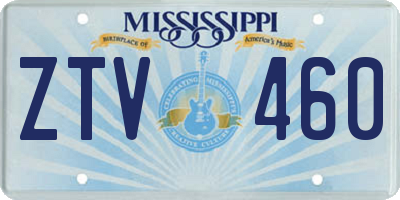 MS license plate ZTV460