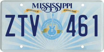 MS license plate ZTV461