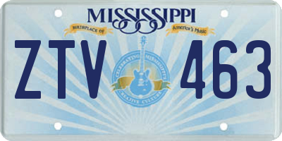 MS license plate ZTV463