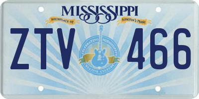 MS license plate ZTV466