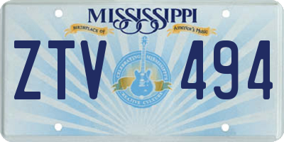 MS license plate ZTV494