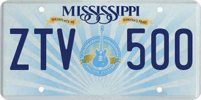MS license plate ZTV500