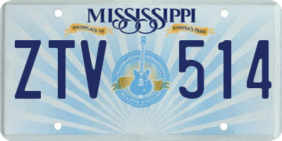 MS license plate ZTV514