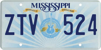 MS license plate ZTV524