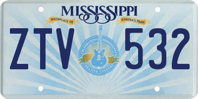 MS license plate ZTV532