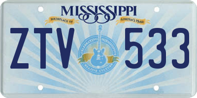 MS license plate ZTV533
