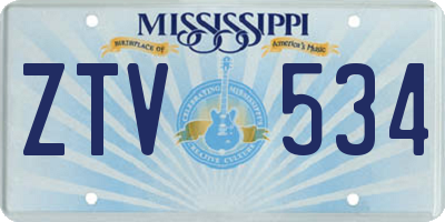 MS license plate ZTV534